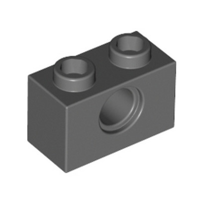 LEGO 4211111  TECHNIC BRIQUE 1X2, Ø4.9 - DARK STONE GREY