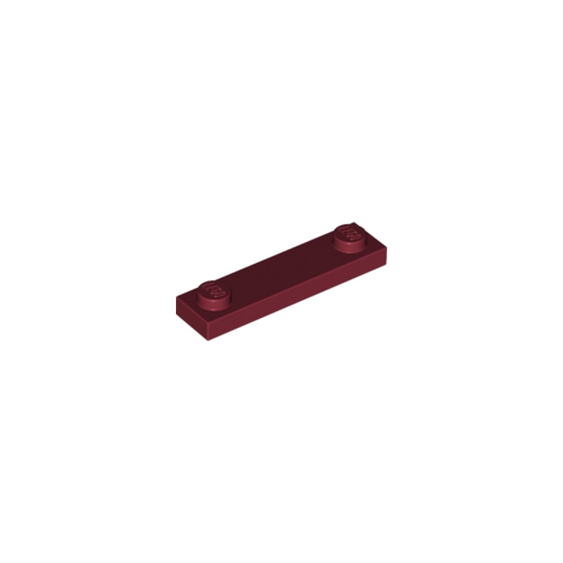 LEGO  6020075 	PLATE 1X4 W. 2 KNOBS - New Dark Red