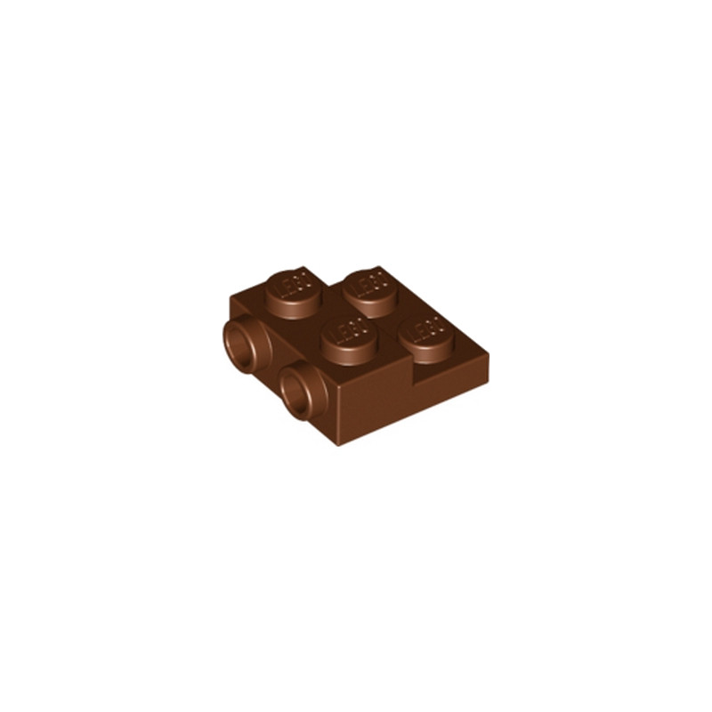 LEGO 6146301 - PLATE 2X2X2/3 W. 2. HOR. KNOB - Reddish brown