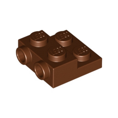 LEGO 6146301 - PLATE 2X2X2/3 W. 2. HOR. KNOB - Reddish brown