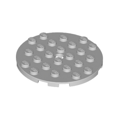 LEGO 6015349 	PLATE 6X6 ROUND WITH TUBE SNAP - Medium Stone Grey