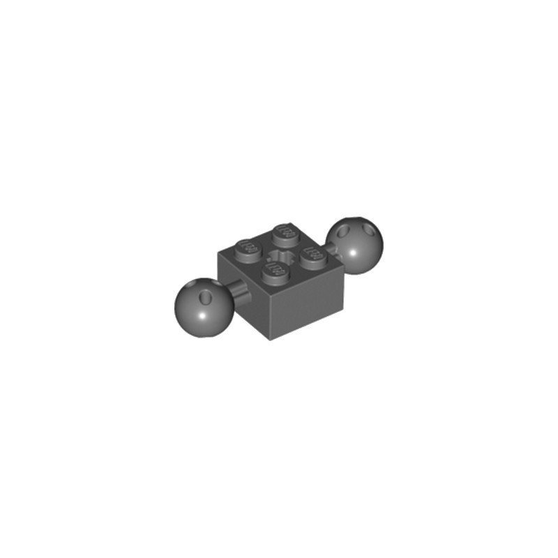 LEGO 6065816 	BRICK 2X2 W. 2 BALLS Ø 10,2 - Dark Stone Grey