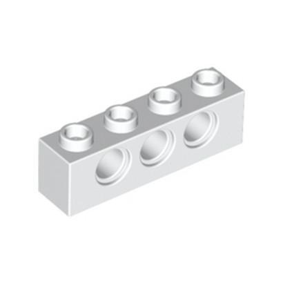 LEGO 370101	TECHNIC BRICK 1X4, Ø4,9 - BLANC