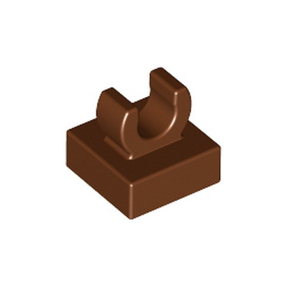 LEGO 6071274 PLATE 1X1 W. UP RIGHT HOLDER - REDDISH BROWN