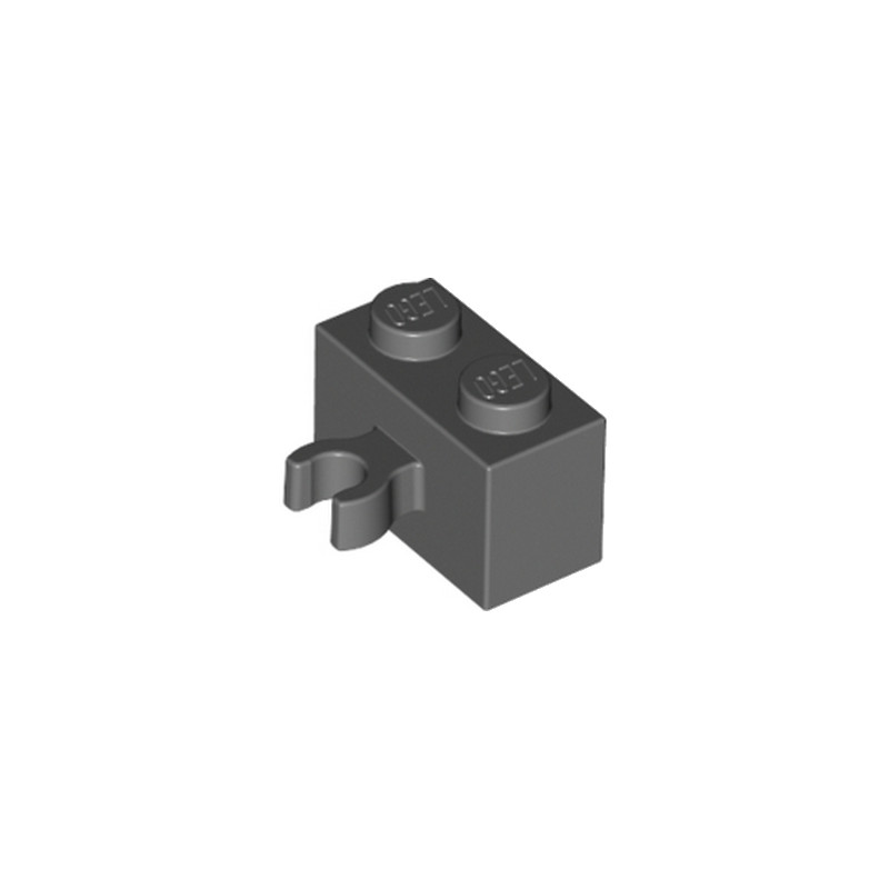 LEGO 6335306 BRICK 1X2 W. HORIZONTAL HOLDER - DARK STONE GREY