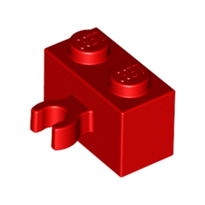 LEGO 6127728 BRICK 1X2 W. HORIZONTAL HOLDER - ROUGE