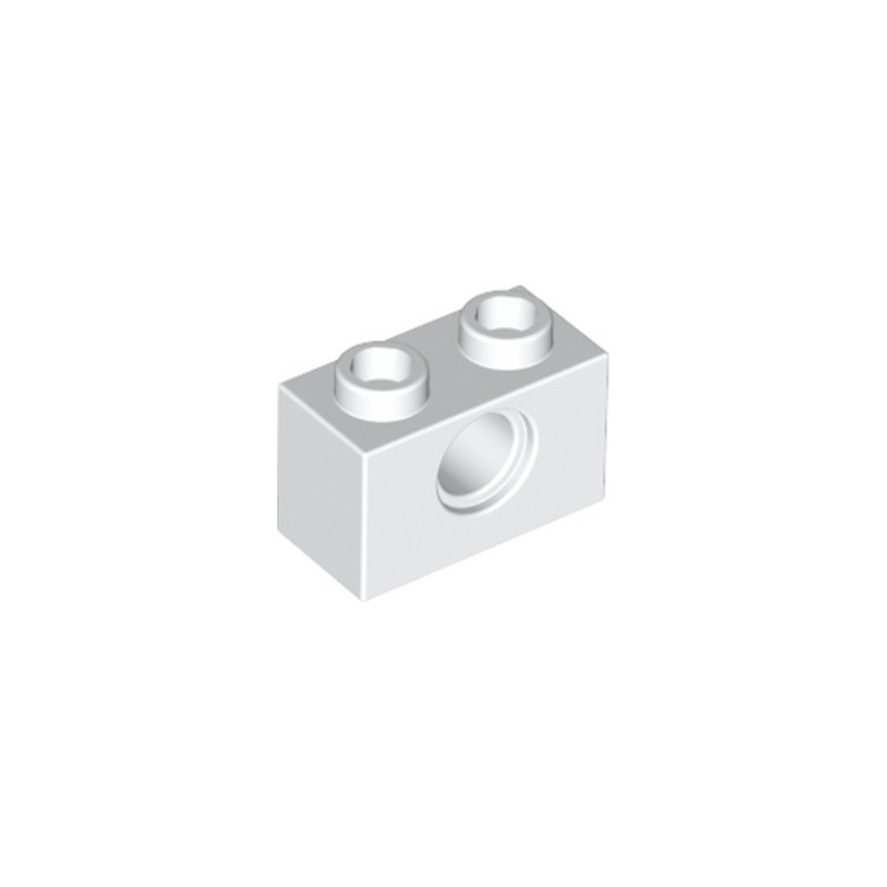 LEGO 370001 TECHNIC BRIQUE 1X2, Ø4.9 - BLANC