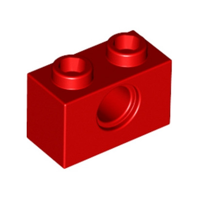 LEGO 370021 TECHNIC BRIQUE 1X2, Ø4.9 - ROUGE