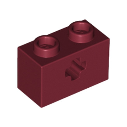 LEGO 4209392 BRIQUE 1X2 WITH CROSS HOLE - NEW DARK RED