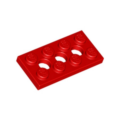 LEGO 370921 PLATE 2X4, 3XØ4.9 - ROUGE