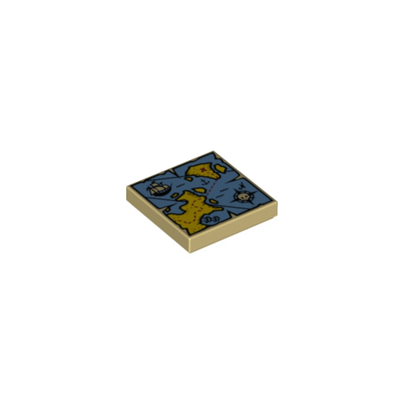 LEGO 6100077 PLATE 2X2 IMPRIME CARTE - BEIGE