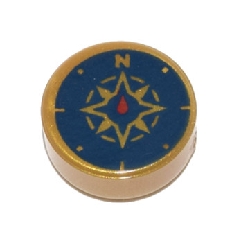 LEGO 6287847 FLAT TILE ROUND 1X1 COMPASS - WARM GOLD