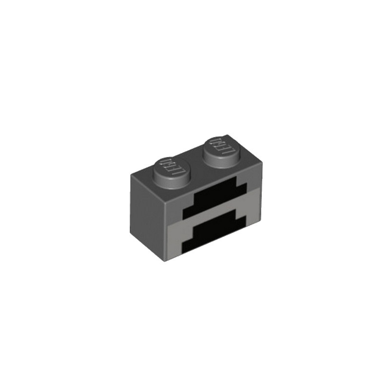 LEGO 6216860 BRIQUE1X2 IMPRIME MINECRAFT - DARK STONE GREY
