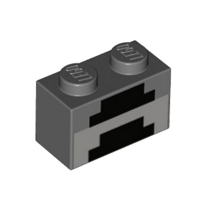 LEGO 6216860 BRIQUE1X2 IMPRIME MINECRAFT - DARK STONE GREY