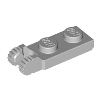 LEGO  4211804 PLATE 1X2 W/FORK/VERTICAL/END - MEDIUM STONE GREY