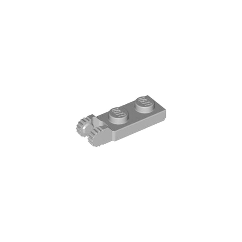 LEGO  4211804 PLATE 1X2 W/FORK/VERTICAL/END - MEDIUM STONE GREY