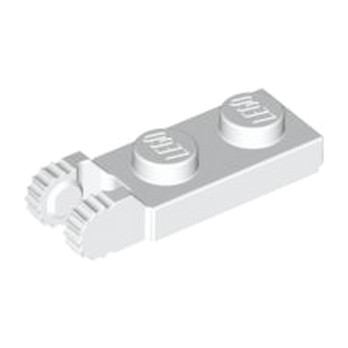 LEGO 6267044 PLATE 1X2 W/FORK/VERTICAL/END - BLANC