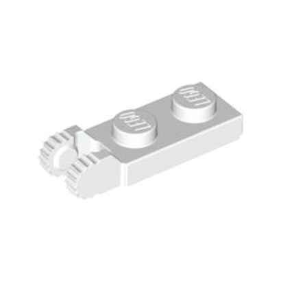 LEGO 6267044 PLATE 1X2 W/FORK/VERTICAL/END - BLANC