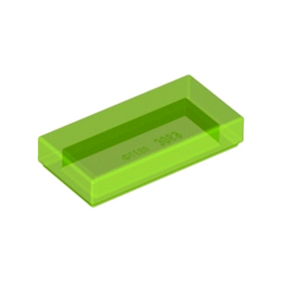 LEGO 6251298 FLAT TILE 1X2 - TRANSPARENT BRIGHT GREEN