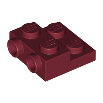 LEGO 6359716 PLATE 2X2X2/3 W. 2. HOR. KNOB - NEW DARK RED