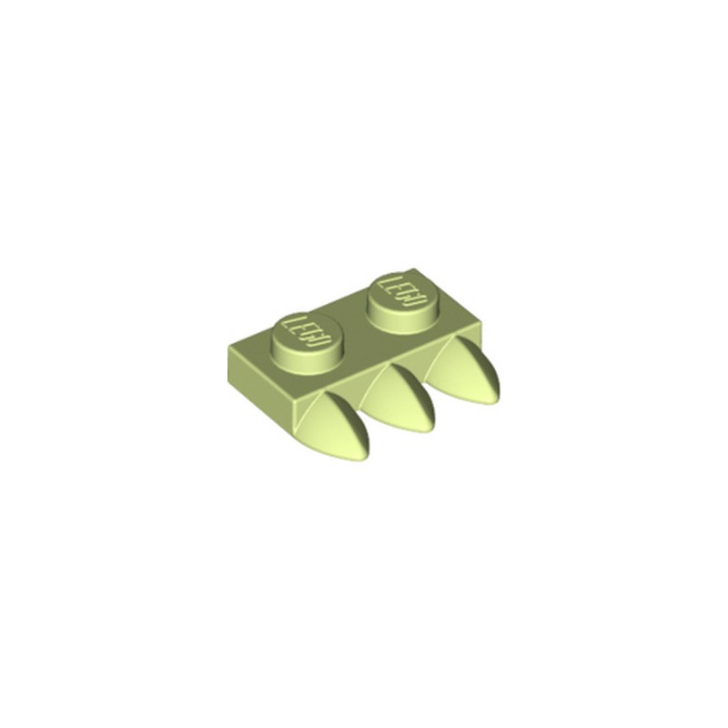 LEGO 6267421 1X2 PLATE WITH 3 TEETH - SPRING YELLOWISH GREEN