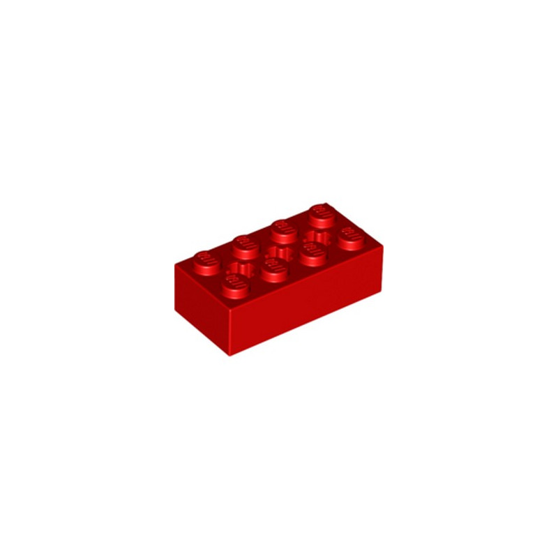 LEGO 6244918 BRIQUE 2X4 W/ CROSS HOLE - ROUGE