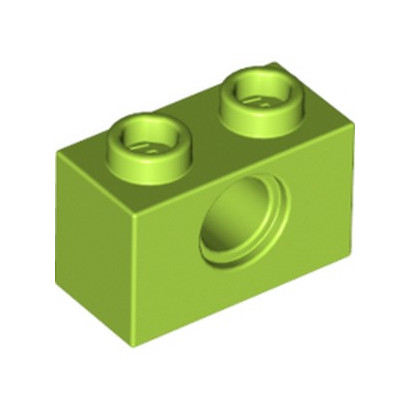 LEGO 6132372 TECHNIC BRIQUE 1X2, Ø4.9 - BRIGHT YELLOWISH GREEN