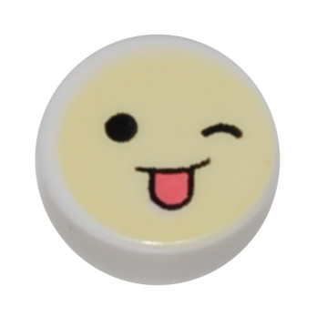 LEGO 6299968 PLATE LISSE RONDE 1X1 IMPRIME SMILEY - BLANC
