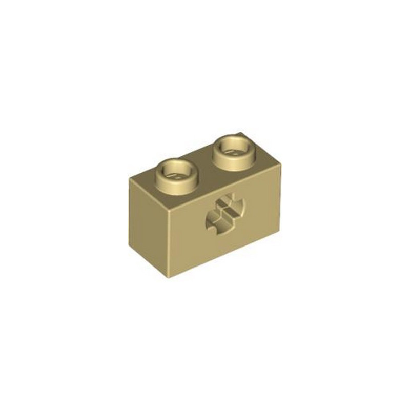 LEGO 6219794 BRIQUE 1X2 WITH CROSS HOLE - BEIGE