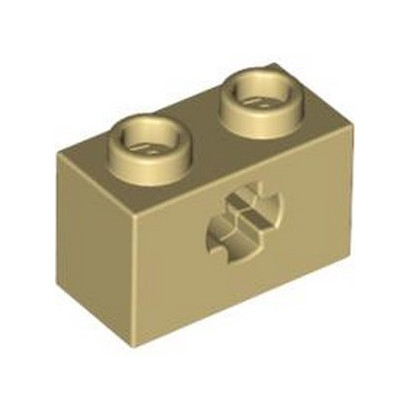 LEGO 6219794 BRIQUE 1X2 WITH CROSS HOLE - BEIGE