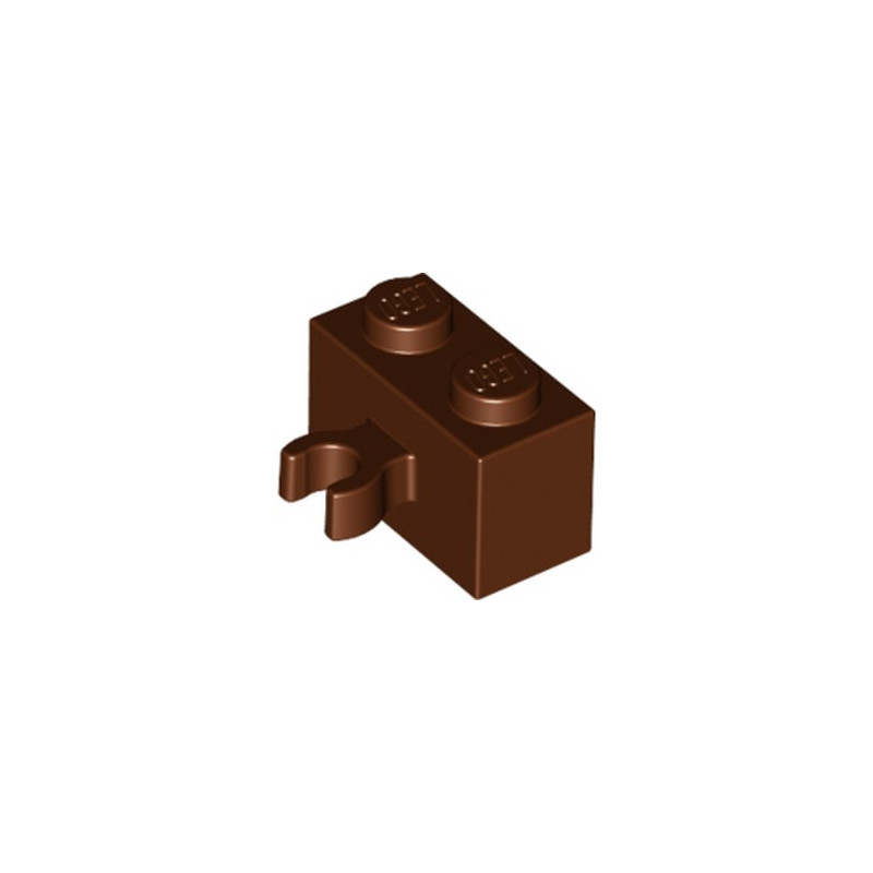 LEGO 6127734 BRIQUE 1X2 W. HORIZONTAL HOLDER - REDDISH BROWN