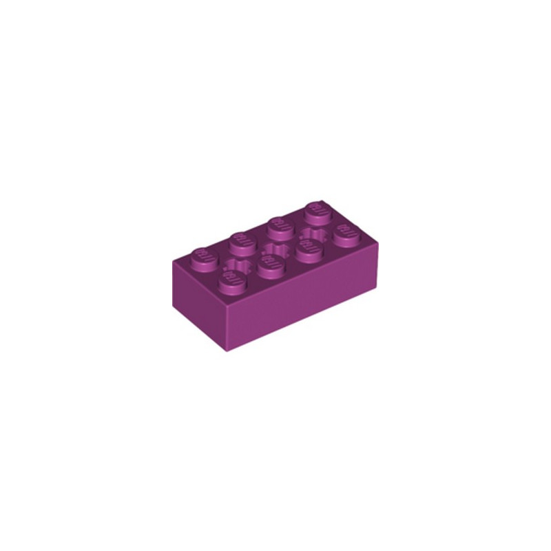 LEGO 6252647 BRIQUE 2X4 W/ CROSS HOLE - MAGENTA