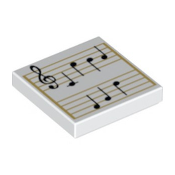 LEGO 6288537 TILE 2X2 PRINTED MUSIC NOTE - WHITE