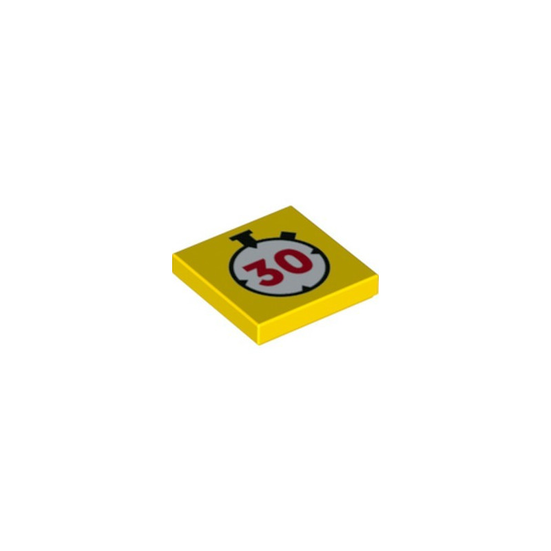 LEGO 6342130 PLATE LISSE 2X2, IMPRIME CHONOMETRE - JAUNE