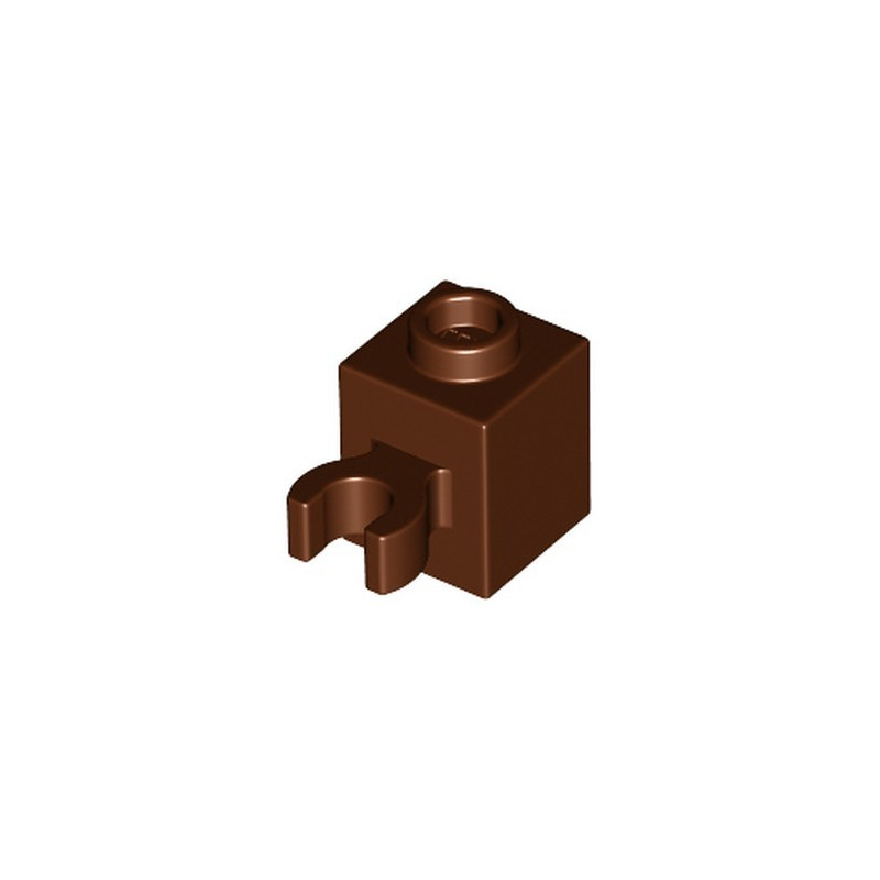 LEGO 6325717 BRICK 1X1 W/HOLDER, H0RIZONTAL - REDDISH BROWN