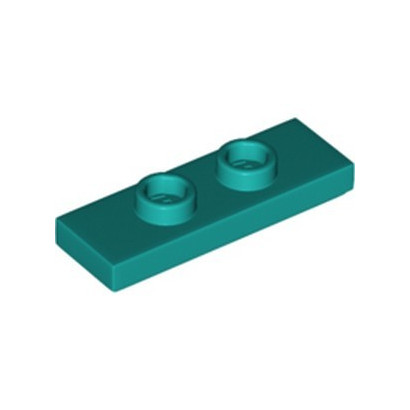 LEGO 6334098 PLATE 1X3 W/ 2 KNOBS - BRIGHT BLUEGREEN