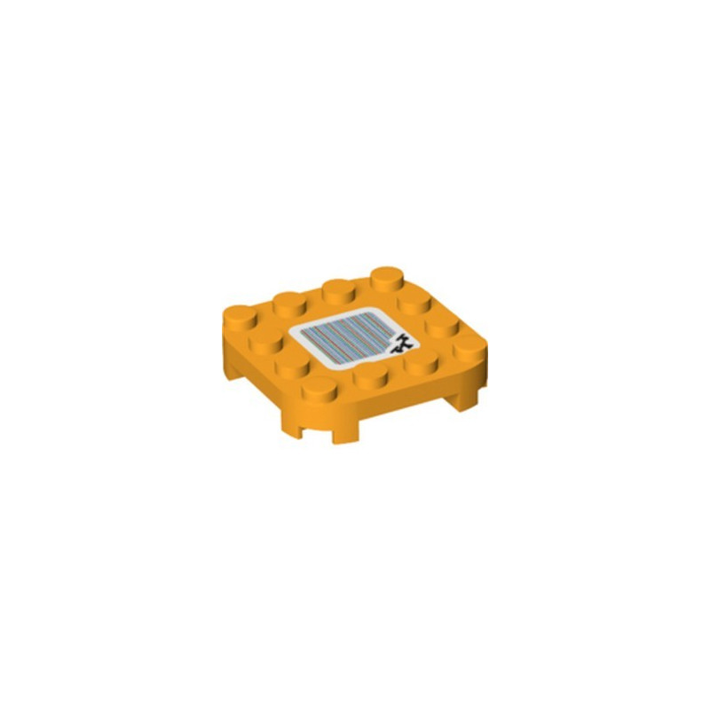 LEGO 6360150 PLATE 4X4X2/3 CIRCLE W/ REDUCED KNOBS PRINTED - FLAME YELLOWISH ORANGE