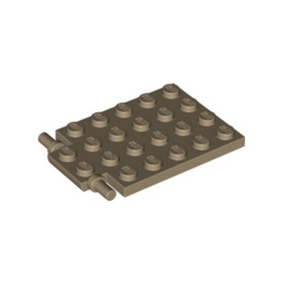 LEGO 4595712 PLATE 4X5 W. SHAFT Ø3.2 - SAND YELLOW