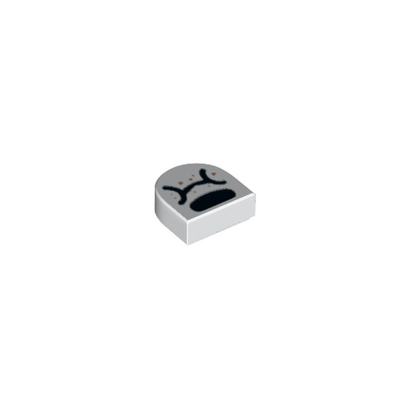 LEGO 6326169 FLAT TILE 1X1 1/2 CIRCLE PRINTED - WHITE