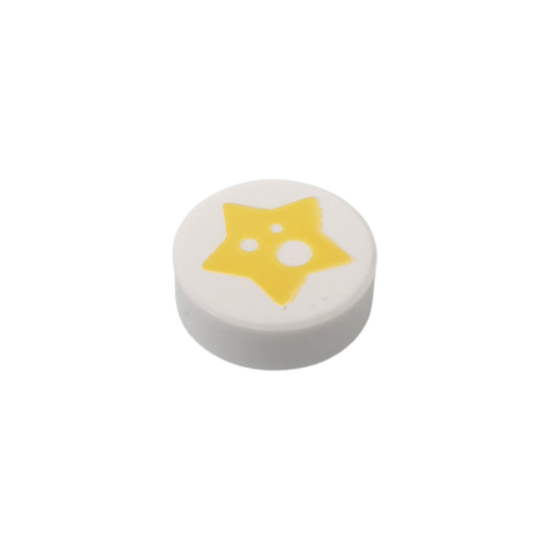 LEGO 6326168 FLAT TILE ROUND 1X1 PRINTED STAR - WHITE