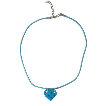 Lego® Brick Heart Necklace - Medium Azur