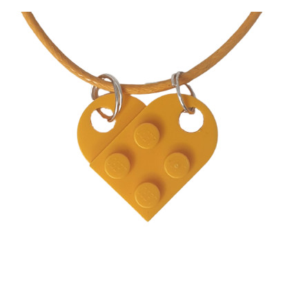 Lego® Brick Heart Necklace - Flame Yellowish Orange