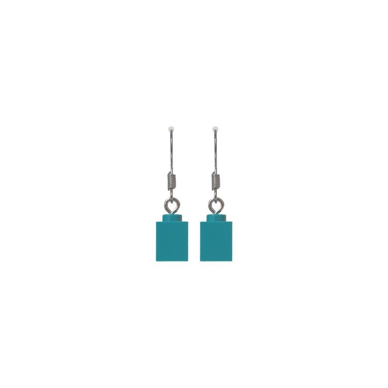 Lego® 1X1 Brick Earring - Bright Bluegreen