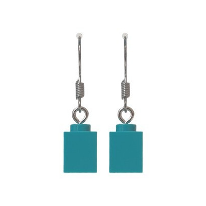Lego® 1X1 Brick Earring - Bright Bluegreen