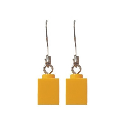Boucle d'oreille Brique 1X1 Lego® - Flame Yellowish Orange