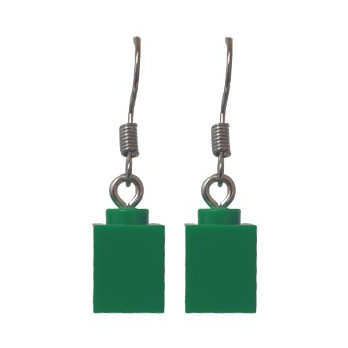 Lego® 1X1 Brick Earring - Dark Green