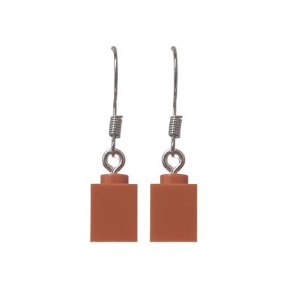 Lego® 1X1 Brick Earring - Dark Orange
