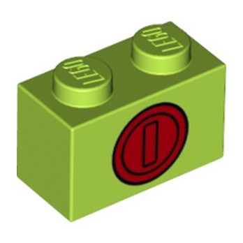 LEGO 6334677 BRICK 1X2, PRINTED - BRIGHT YELLOWISH GREEN