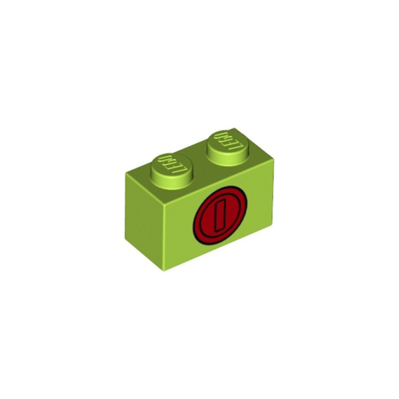 LEGO 6334677 BRIQUE 1X2, IMPRIME - BRIGHT YELLOWISH GREEN