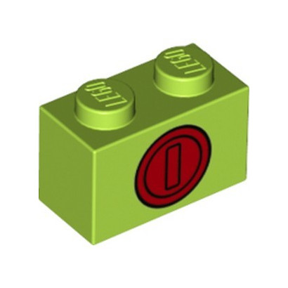 LEGO 6334677 BRICK 1X2, PRINTED - BRIGHT YELLOWISH GREEN